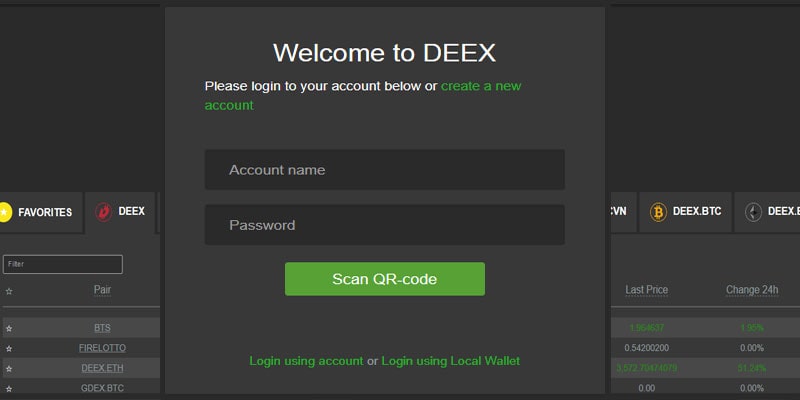 Deex Exchange Account