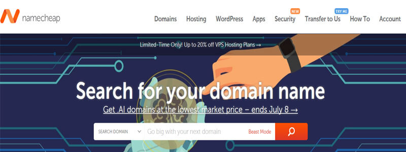 domain buy with BCH at Namecheap